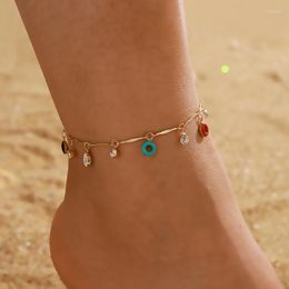 Anklets Bohemian Colorful Crystal Stone For Women 2023 Fashoin Adjustable Foot Chain Summer Jewelry Accessories 14014