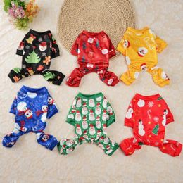 Dog Apparel Cotton Romper Pajamas Christmas Costume Print Pet Jumpsuits Clothes Puppy Clothing Teddy Chihuahua Cat Bodysuit