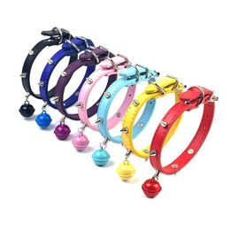 Dog Collars & Leashes Leather Spikde Bell Collar Adjustable Pu Rivets Cats Small Medium Dogs Puppy Studded Pet Necklace Accessories