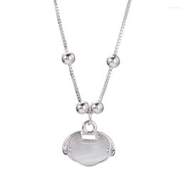 Pendant Necklaces MENGYI Dainty Long Life Lock Necklace Natural Stone Fortunate Chain Women's Wedding Jewellery 9 2 5 Choker