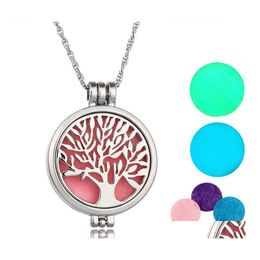 Pendant Necklaces Aromatherapy Necklace Tree Of Life Open Essential Oil Diffuser Per Pendants Aroma Jewellery Drop Delivery Ot4Dk