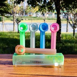 TOPPUFF Smoking Pipe Glow In The Dark Screw-on Water Pipe top puff Glass Shisha Acrylic Bong Tobacco Herb Pipes Hookah Gun Portable Herbal Holder