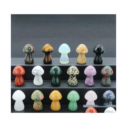 Stone Random Natural 35Mm Mushroom Plant Statue Carving Aquarium Home Decoration Crystal Polishing Gem Drop Delivery Jewelry Dhuqa