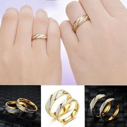 Wedding Rings 2023 Simple Fashion Gold Color Round Ring Stainless Steel Couple Stripe Jewelry Party 4/6mm
