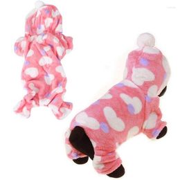 Dog Apparel Pet Cat Plush Cute Clothes Nightclothes Keep Warming Hooded Design For Autumn And Winter