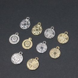 Charms Wholesell 10pcs Beautiful Coin Pendant Young Girl Earrings Necklace DIY Handmake Fashion Jewellery 4 ColorsCharms