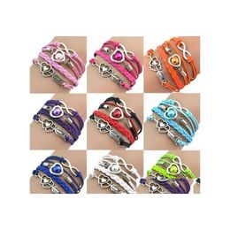 Charm Bracelets Fashion Infinity Love Heart Pearls For Women Men Cupids Arrow Braided Leather Chain Wrap Bangle Handmade Jewelry In Ot6Rs