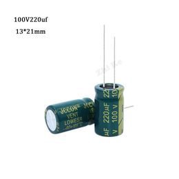 10 pcs Aluminum electrolytic capacitor 220 uF 100 V 13 by 21 mm frekuensi tinggi Radial Electrolytic kapasitor