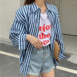 Women's Blouses PLAMTEE Casual Blue Stripes Women Shirts Full Sleeve Spring Oversize Fashion 2023 Chic OL Loose All Match High Street Tops