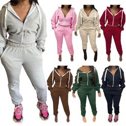 Women's Two Piece Pants Women 2 Set Casual Sport Outfits Tracksuit Hoodies Sweatshirt Sweatpants Jogger 2023 Fashion Winter Sportswear