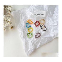 Wedding Rings Lovely Summer Korean Colorf Beads Flowers Elasticity For Women Girls Party Boho Beach Vacation Jewelry Gifts 3399 Q2 D Dh1Xf