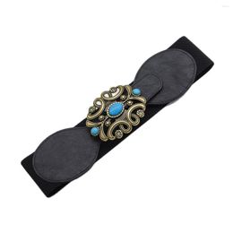 Belts Elegant Turquoise Decor Buckle Elastic Fashion Women Stretchy Wide Waist Straps Casual Plus Size Cummerbunds