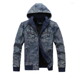 Men's Jackets Men Fashion Flecce Denim Jacket 2023 Mens Cowboy Cotton Slim Fit Single Breasted Casual Spring Male Hooded Coats