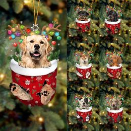 Christmas Decorations 2023 Tree Pendant Cute Puppy Resin Acrylic Room Xmas Gift Decoration Ornament Festive Dog Year Supplies Party E8x3
