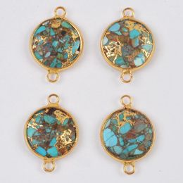 Pendant Necklaces BOROSA 5PCS Fashion Gold Plated Round Copper Turquoise Faceted Connector For Necklace Handmade Jewellery G2009