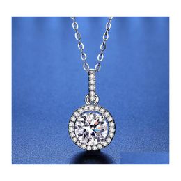 Pendant Necklaces Trendy 925 Sterling Sier 1Ct D Color Vvs1 Moissanite Necklace For Women Plated White Gold Gra Diamond Test Drop De Dhcfv