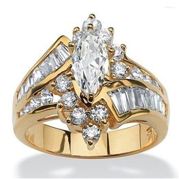 Wedding Rings Luxury Horse Eye Stone Women Classic Fashion Gold Color Inlaid Zircon Crystal Engagement For Jewelry