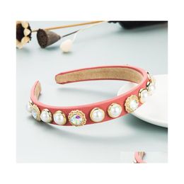 Headbands Fashion Women Headband Pearls Rhinestone Hairband Handmade Baroque Headwear Girls Hair Accessories 990 B3 Drop Delivery Jew Dhpan