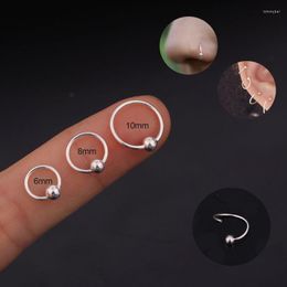 Hoop Earrings 1Pc 925 Silver Ball End BCR Twist Captive Bead Ring Cartilage Earring Nose Nostril Septum Piercing Jewelry