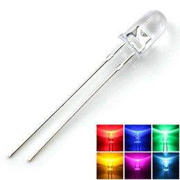 50pcs /lote transparente redonda 5mm super brilhante ￡gua clara verde vermelho branco amarelo azul roxo l￢mpadas LEDs de luz emissor F5