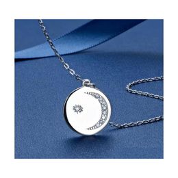 Kzrk Pendant Necklaces Trendy S925 Sterling Sier Star Moon Moissanite Necklace for Women Plated White Gold Clavicle Giftpendant Drop Deli D