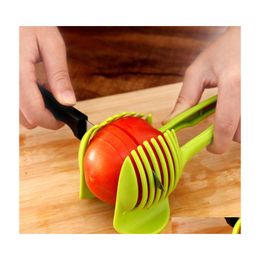 Fruit Vegetable Tools Plastic Potato Slicer Tomato Cutter Shredders Onion Lemon Cutting Holder Kitchen Gadgets Cooking Drop Delive Dh7Xv