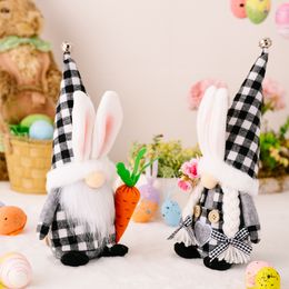 Easter Bunny Gnome Plush Toys Black White Buffalo Plaid Gnome Mr and Mrs Handmade Swedish Tomte Farmhouse Spring Party Decorations CPA4510 bb0119