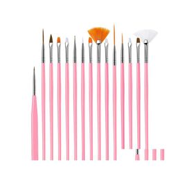Makeup Brushes Nail Brush For Manicure Gel Art 15Pcs/Set Ombre Gradient Polish Painting Ding Drop Delivery Health Beauty Tools Access Dh7Vg
