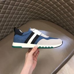 luxury designer Men's leisure sports shoes fabrics using canvas and leather a variety of comfortable material size38-45 hm051160