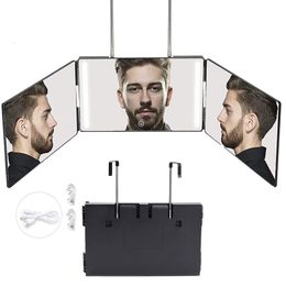 Other Health Beauty Items 3 Way Mirror for Self Hair Cutting 360° with LED Lights Trifold Haircut Rechargeable Height Adjustable 230114