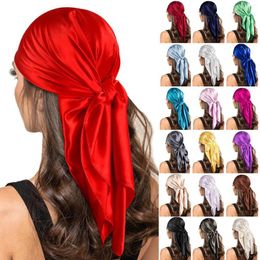 Scarves Summer Scarf Women Fashion Solid Satin Square Head Lightweight Neck Bandana Neckerchief HHair