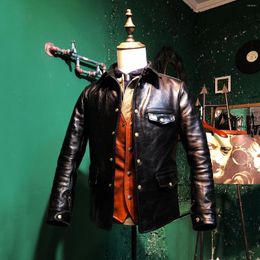 Men's Jackets Asian Tailor Brando J-8 Size Super Top Quality Heavy Genuine Horse Leather Slim Classic Horsehide Stylish Switchyard Jacket