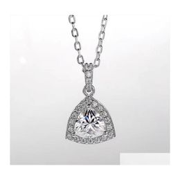 Pendant Necklaces Trendy 6.5Mm D Color Vvs1 Triangle Cut Moissanite Necklace Women 925 Sterling Sier Jewelry Plated White Gold Charm Dhvi1