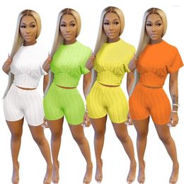 Women's Tracksuits Solid Colour 2 Piece Set Women Shorts And Top Summer Outfits 2023 Lounge Wear Bodycon Casual Matching Sets
