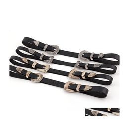 Belts Style Womens Pu Leather Belt Double Carve Flower Metal Nuddle Buckle Ladys Drop Delivery Fashion Accessories Dhfsd