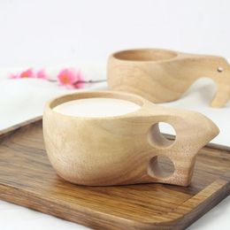 Cups Saucers & Wooden Elephant Coffee Handmade Nordic Style Traditional Outdoor Drinking Beech Wood Cup Kitchen Accessories Home Gifts