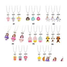 Pendant Necklaces Friends Bff Necklace For Kids Boys Grils Princess Dog French Fries Burger Donut Chains Children Friendship Jewelry Ot1Sr