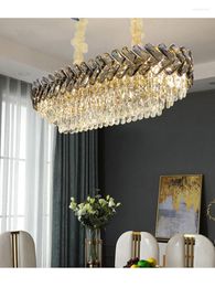 Chandeliers Modern LED Chandelier For Living Room Dining Decoration Bedroom Rectangle Kitchen Indoor Lighting Smoky Grey Lamp