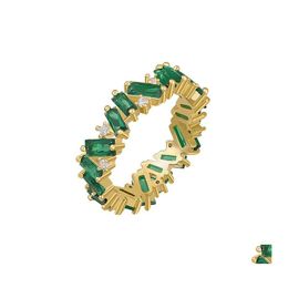 Cluster Rings Trendy Luxury Green Crystal For Women Neogothic Fashion High Level Temperament Elegant Girls Jewellery Gift Drop Delivery Otukv