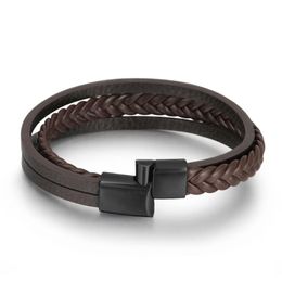 Charm Bracelets 2023 Vintage Leather Rope Braided Bracelet Ethnic Wind Magnetic Buckle Men & Bangles Male Jewellery Drop