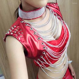 Stage Wear Jazz Top Sexy Faux Leather Vest Dj Costumes Pole Dance Rave Clothes Nightclub Dancer Performance Gogo Outfits PY116