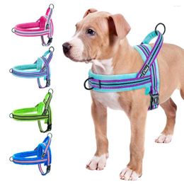 Dog Collars Reflective Nylon Harness No Pull Pet Pitbull Pug Small Large Dogs Harnesses With Quick Control Handle Easy On
