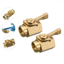 Bathroom Sink Faucets 2pcs 3/4" Brass Shut Off Valve Garden Hose Connector Water Flow Control With Switch For Nozzle