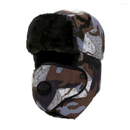 Berets Women Men Ski Cap Camouflage Faux Fur Earflap Bonnet Bomber Hats Trapper Hat Ushanka Russian