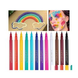 Eyeliner Handaiyan Coloured Rainbrow Pen Set Waterproof Longlasting Oil Proof Sweetproof Makeup Colorf Eye Liner Pens Drop Delivery H Dhlwn