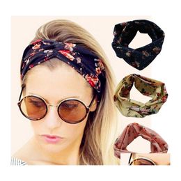 Headbands Luxury Designer Printing Twisted Knot Headband Head Scarf For Women Stretch Sport Yoga Wrap Bands Fashion Hair Accessories Otudp