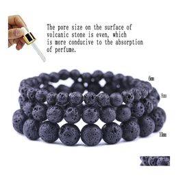 Arts And Crafts 6Mm 8Mm 10Mm Black Lava Stone Bracelets Aromatherapy Essential Oil Diffuser Bracelet For Women Men Friend Jewelry Dr Dhcgj