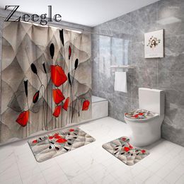 Bath Mats Modern Style Mat And Shower Curtain Set Water Absorbing Home Decoration Floor Toilet Carpet