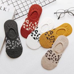 Women Socks Leopard Print Invisible Ship Korean Silicone Anti-skid Spring And Summer For Item Type Thickness Material