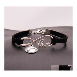 Charm Bracelets American Softball Infinity For Women Men Love Baseball Veet String Rope Wrap Bangle Fashion Sports Jewelry Gift Drop Ot5Af